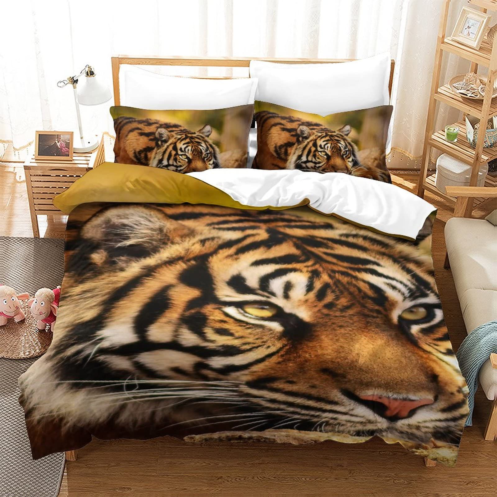 Housse de couette tigre 3D en literie imprimée 135x200 pour chambre branchée