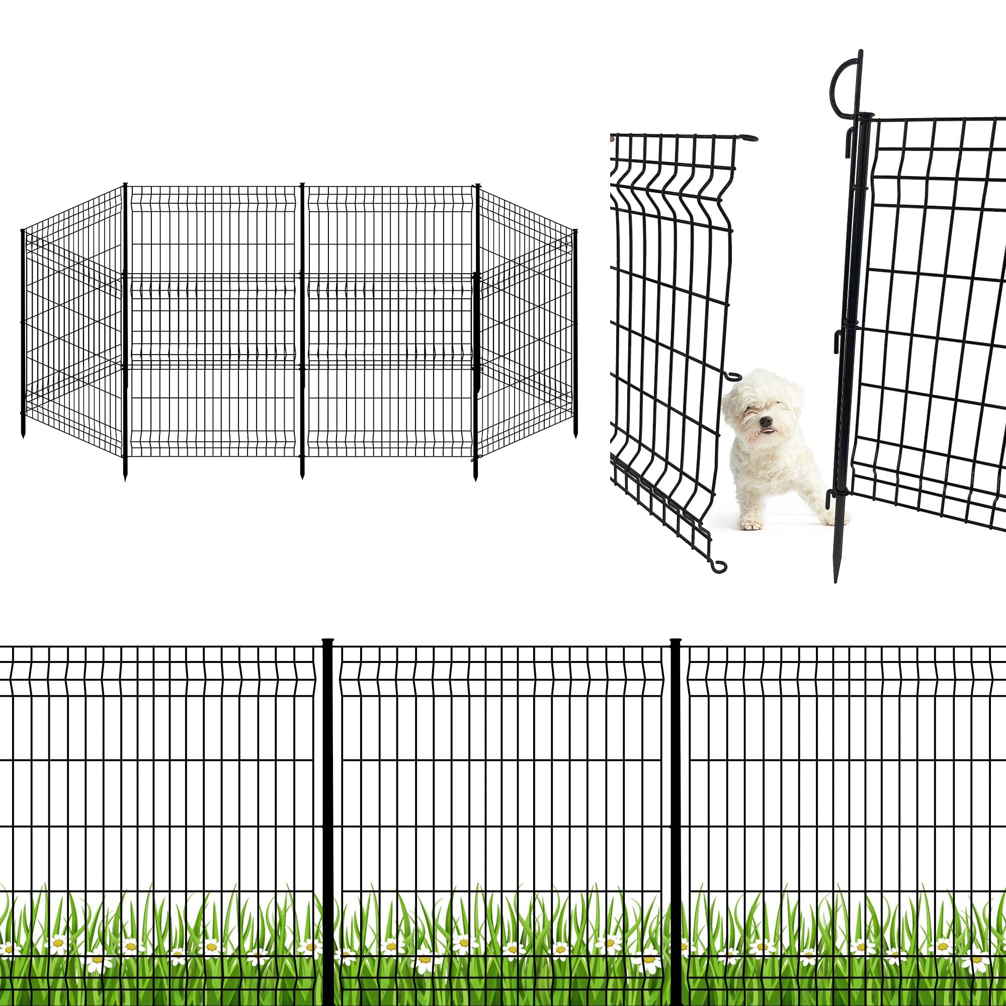 YESONHeavy Duty Garden Fence, Super Sturdy 32In(H) x 30In(L) Garden Fence Panels, Multi-Purpose Pet Temporary Dog Fence with Thickened Column Post Outdoor for Yard