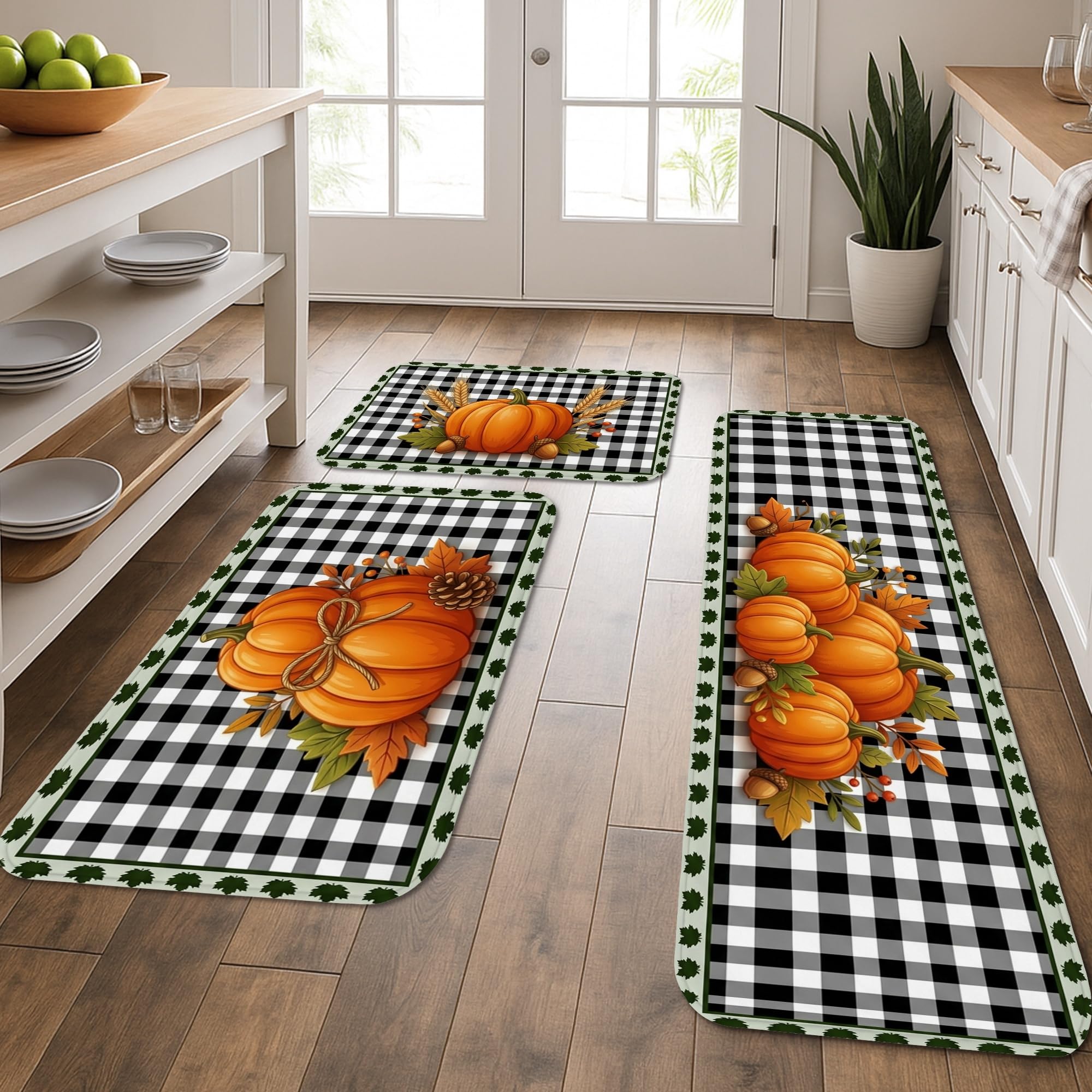 Tapis de cuisine lavable contre les sols froids lot de 3 tapis doux automne