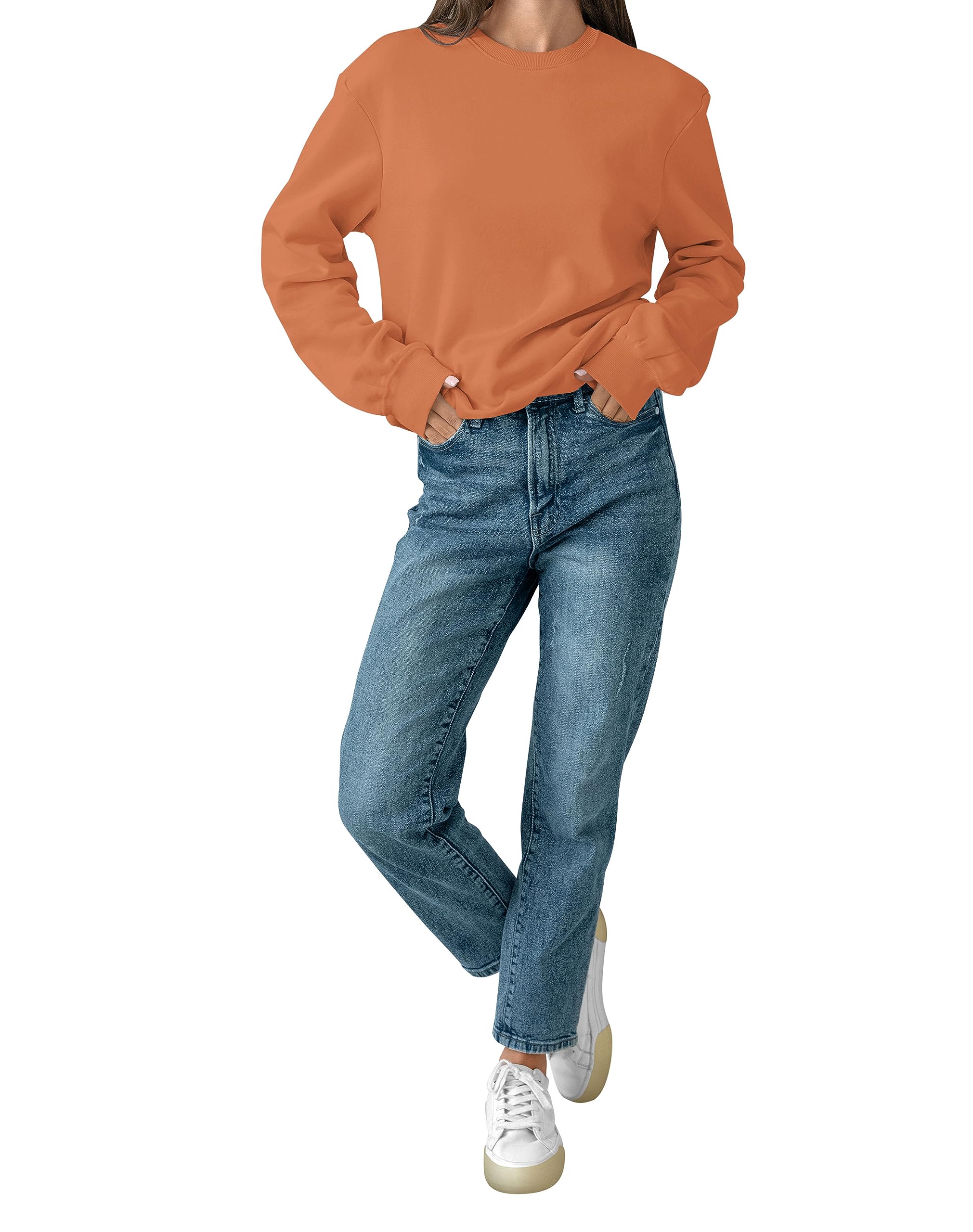 HUMMHUANJWomens Sweatshirts Hoodies Crewneck Oversized Pullover Sweaters Casual Comfy Fall Fashion Outfits Y2k Clothes 2023