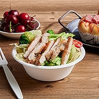 Vista 8 de Vplus Paquete de 500 Tazones de Papel de 12 OZ a Granel, Desechables Compostables, Bagazo Ecológico, Tazones Extra Resistentes Perfectos