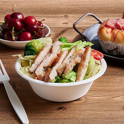 Miniatura 8 de Vplus Paquete de 500 Tazones de Papel de 12 OZ a Granel, Desechables Compostables, Bagazo Ecológico, Tazones Extra Resistentes Perfectos para