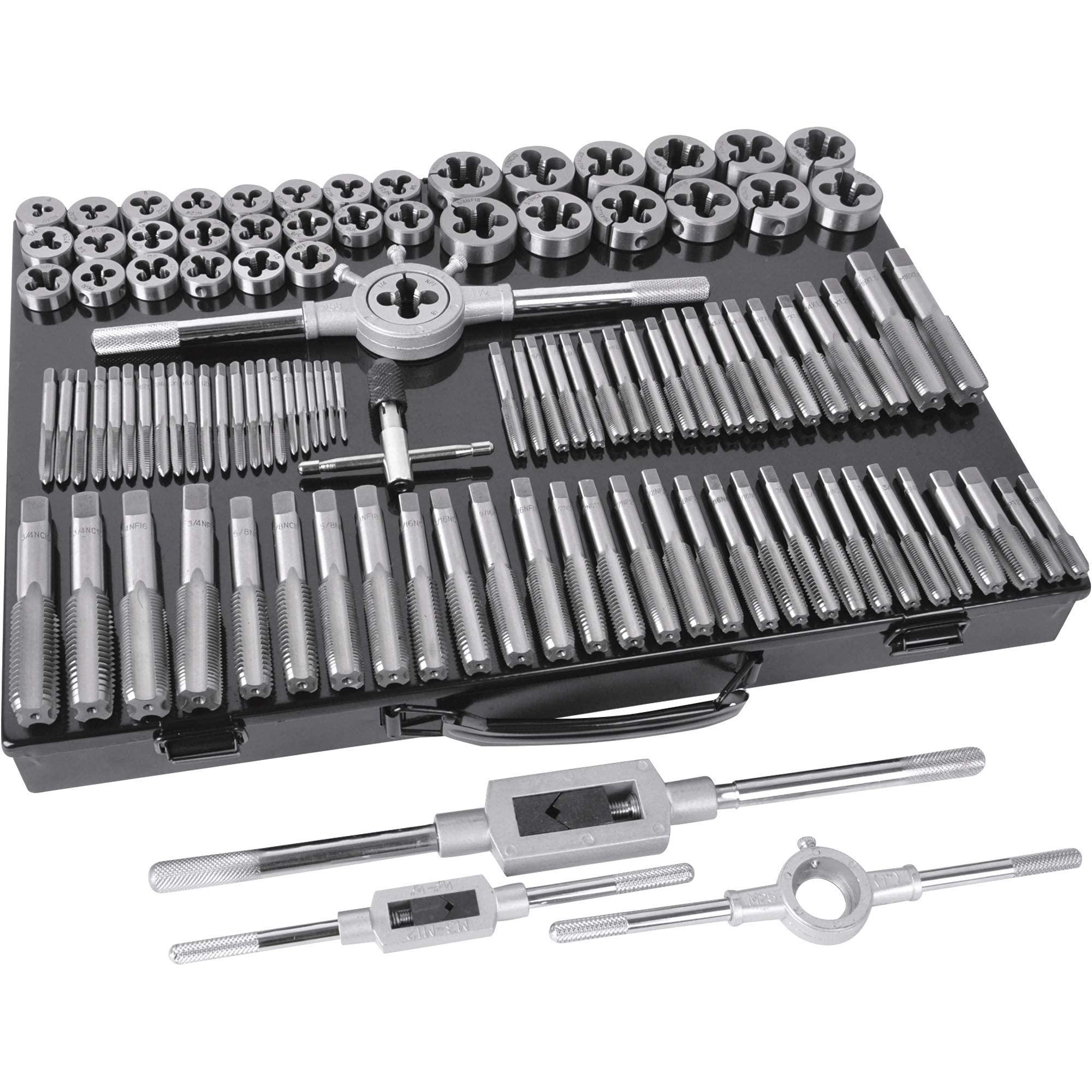 JUEGO DE MACHOS Y TERRAJAS METRICOS 110 PIEZAS DE M2 A M18 PROFESIONAL