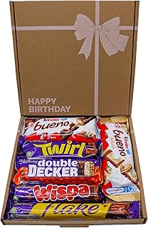 Happy Birthday Chocolate Gift Box Hamper, Celebration Box For Him and Her, Birthday Treats For Children, Full Sized Bars, Letterbox Friendly, 18th, 21st, 25th, 30th