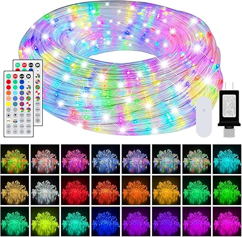 Tira de luces LED de 100 pies, 25 colores, IP68, impermeable, luz blanca cálida, tubo RGB con 149 modos y 4 brillo, cuerda de luces para exteriores, disponible en Yaxa Guatemala