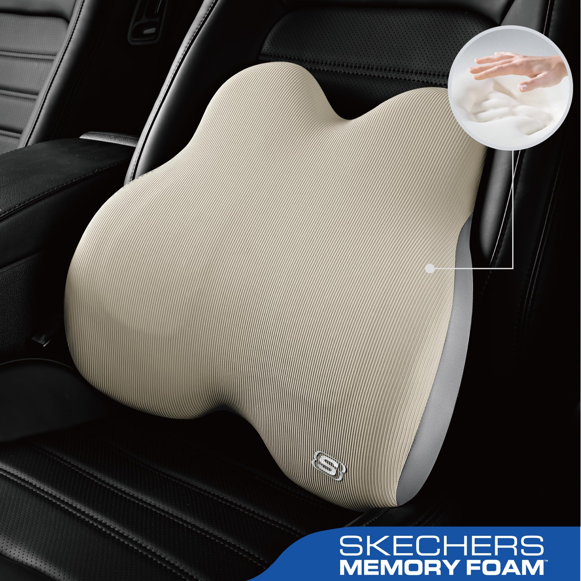 Skechers Lendenkissen aus Memory-Schaum, Lendenwirbelstützkissen für Büro, Stuhl, Schmerzlinderung im unteren Rücken, ergonomisches Design, Rückenstützkissen für Bürostuhl, Auto, Zuhause, Reisen