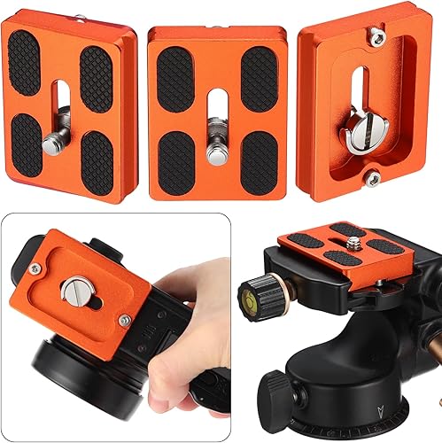 Vista 23 de Frienda 2 piezas de placa de liberación rápida de metal con tornillo de cámara de 1/4 a 20 placa de montaje de trípode se adapta estándar para Negro