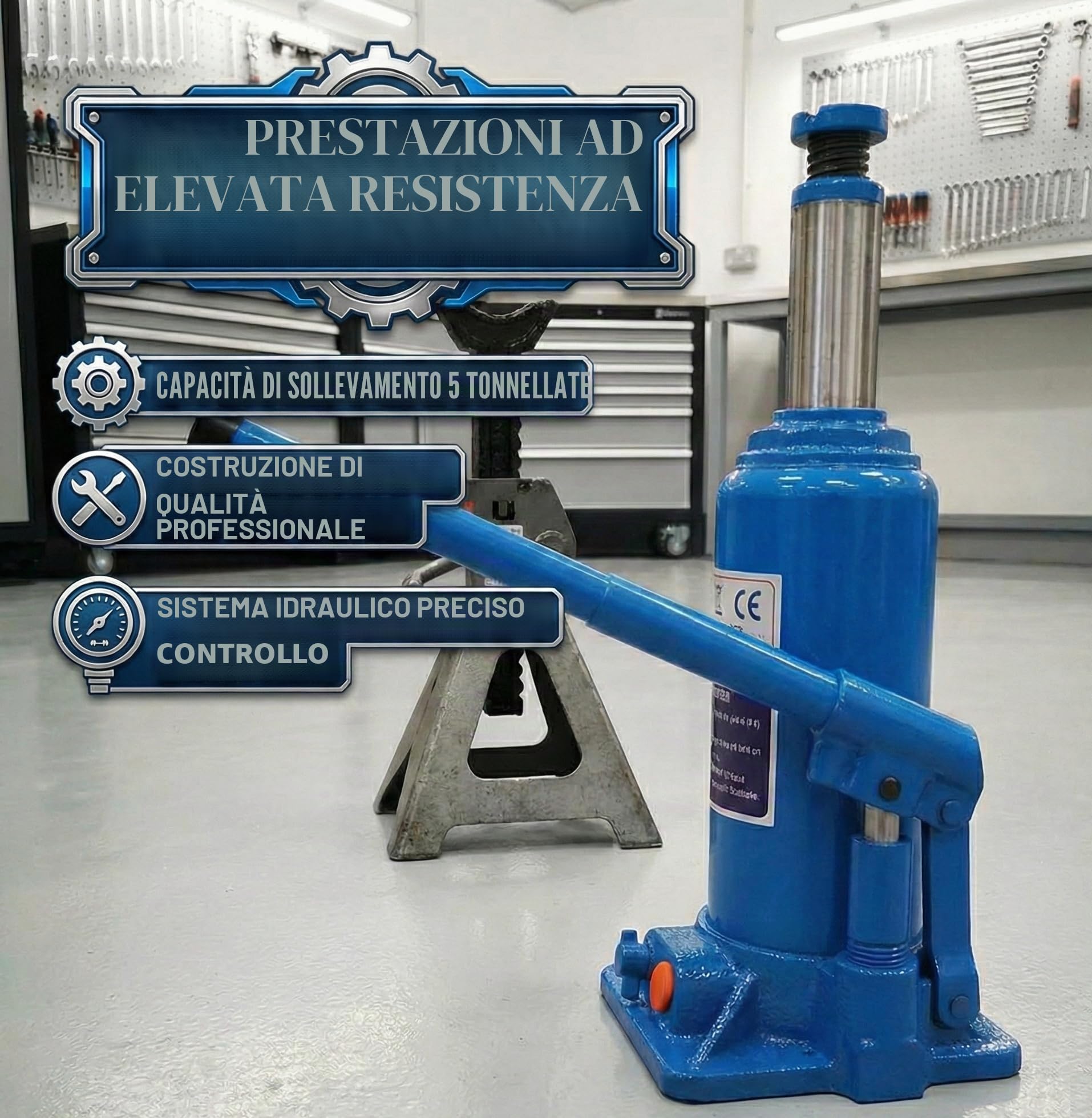 KATSU Cric Idraulico a Bottiglia 5 Tonnellate Martinetto Idraulico Jack per Veicoli
