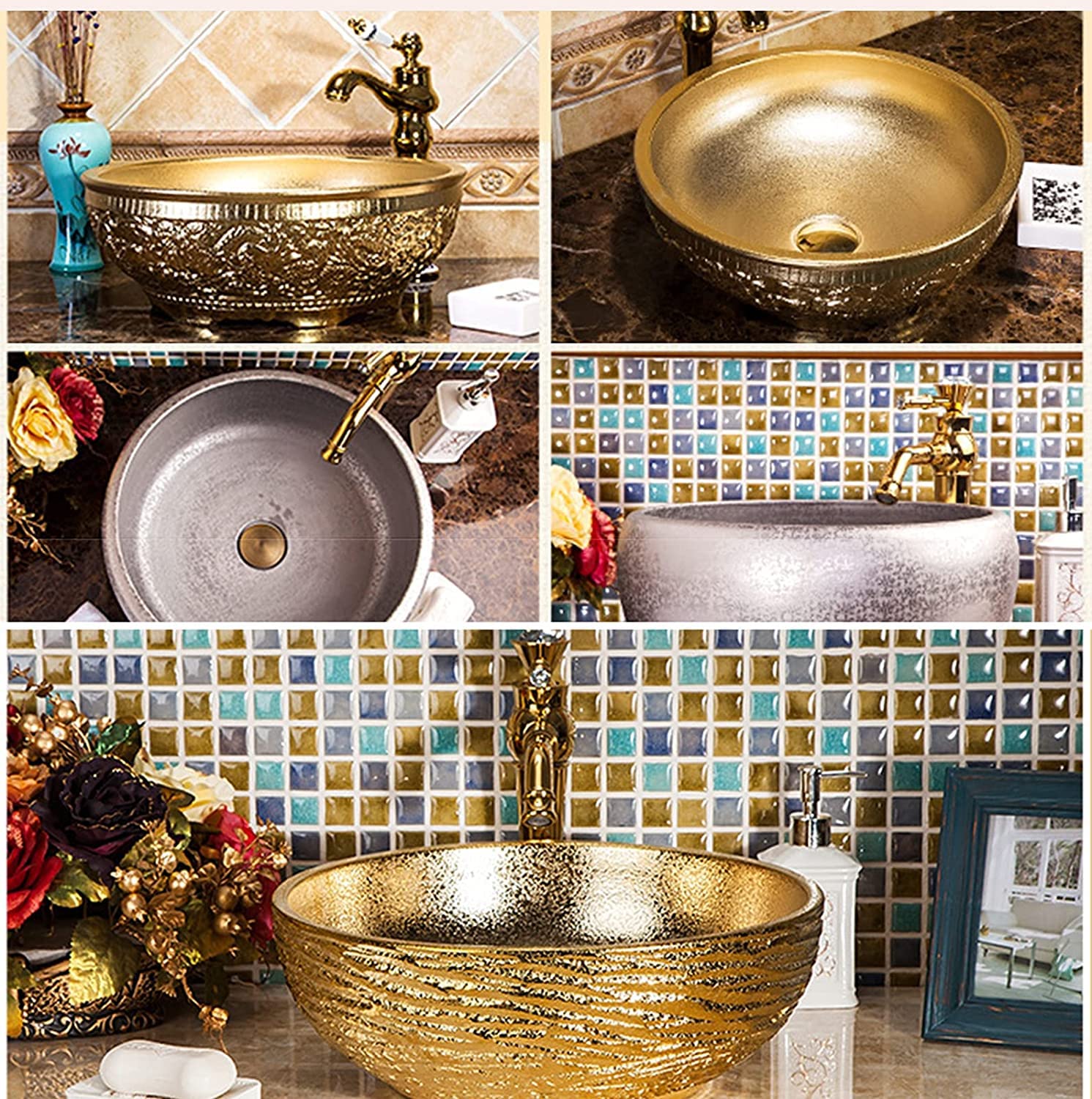 Lavabos De Sobreponer, Lavabo De Baño De Sobreponer, Lavabo Artístico para Hotel, Lavabo Redondo De Cerámica sobre Encimera, Lavabos De Porcelana para Tocador De Baño De,B-One Size