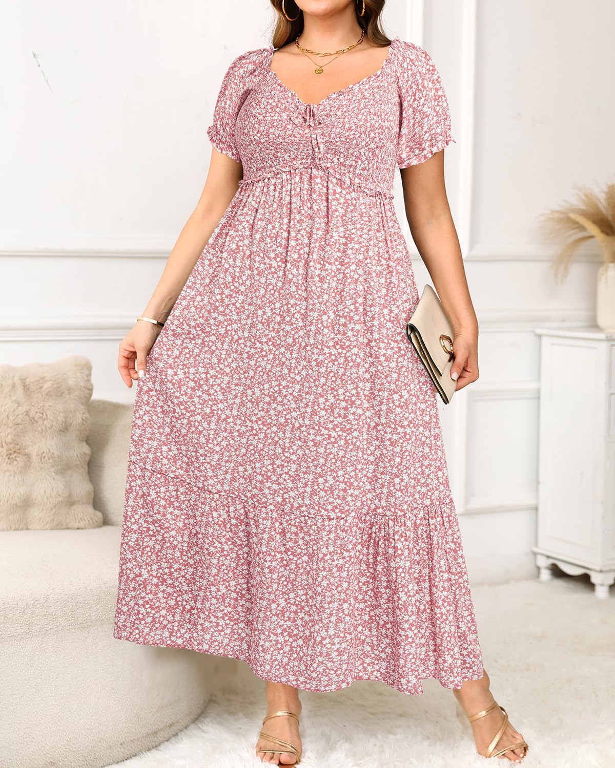 Plus Size Sun Dresses Women - Summer Off The Shoulder Puff Sleeve A Line Boho Maxi Flow Long Dress 2025 - Image 4