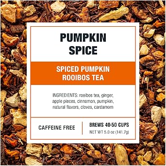 Tiesta Tea - Pumpkin Spice Rooibos Loose Leaf Tea | Premium Caffeine-Free Herbal Infusion, Refillable Tin Can, Brew Hot or Iced, Makes up to 50 Cups, 5 Ounce