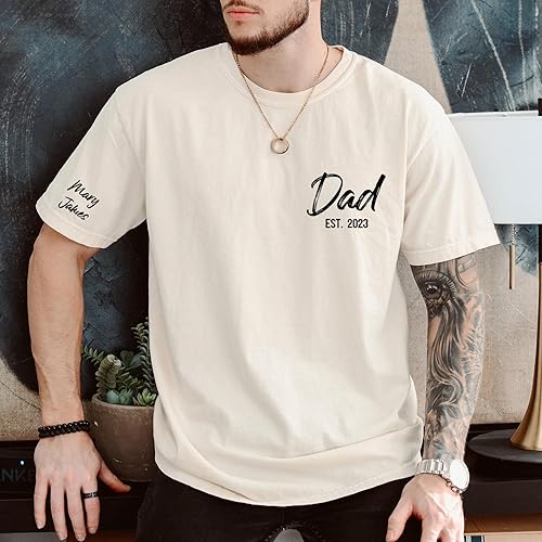 Miniatura 3 de Personalized Dad Shirt with Kids Names on Arm, Custom Dad Tshirt, Est 2024 Daddy T Shirt, Gift for Father's Day, Birthday Gift for Dad from Daughter