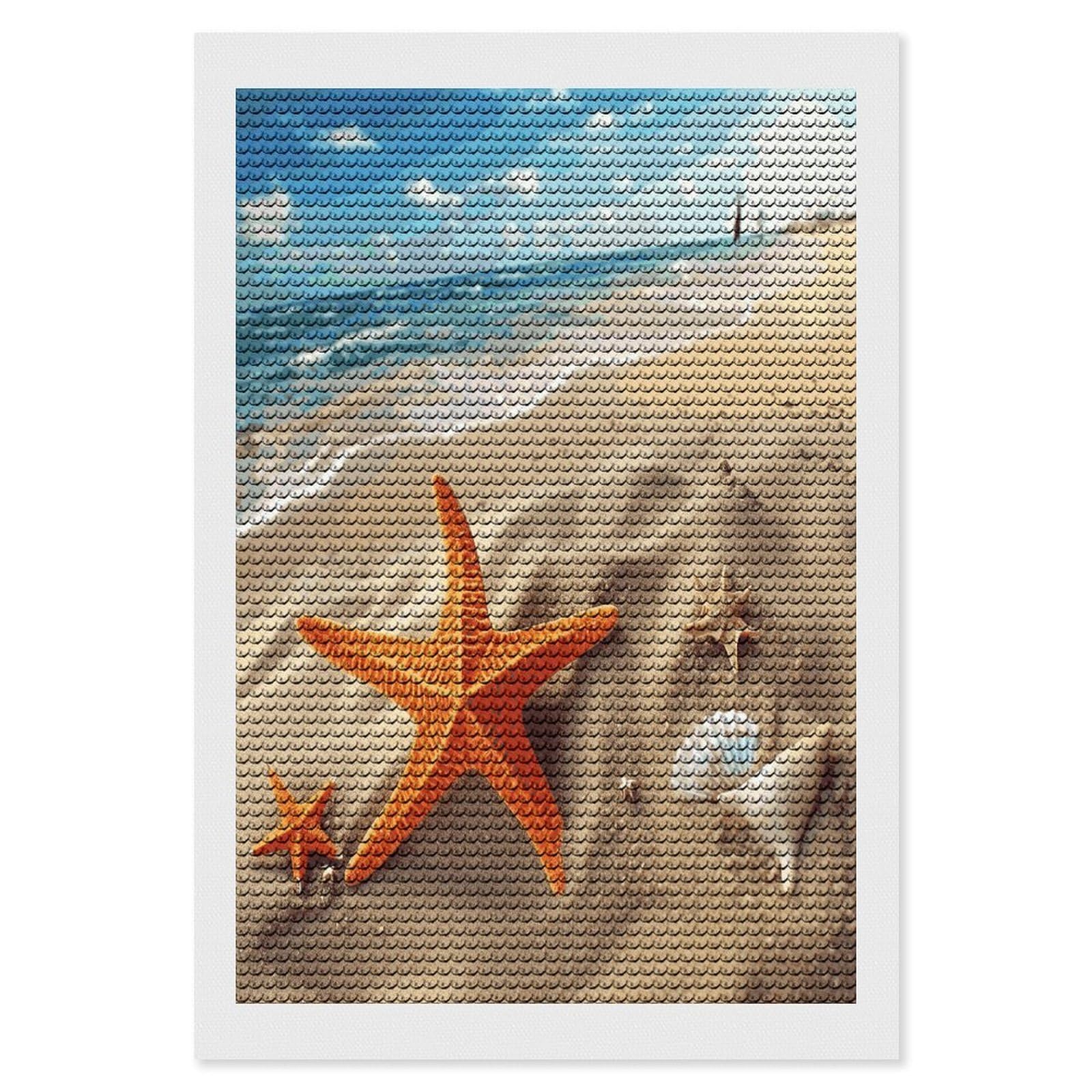 LDGSUPH Sea Beach Starfish Diamond Painting Kits for Adults Paint with Diamond Pictures Art DIY Full Drill Diamond Dots Painting Personalized Diamond Photo for Home Wall Decor Gift 8"x12"