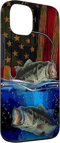 Miniatura 3 de iPhone 13 Largemouth Bass pesca bandera americana pescadores caso