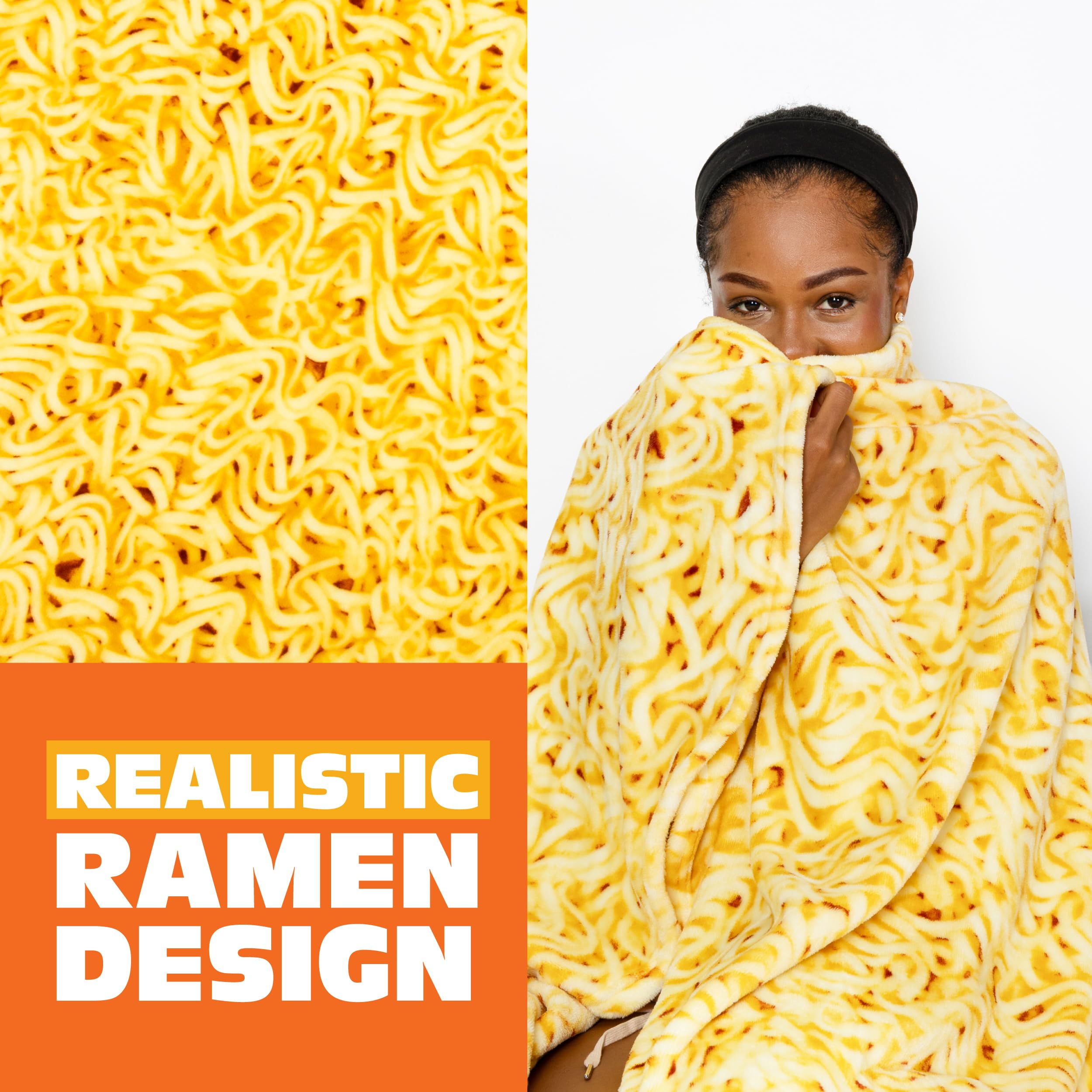 Cozy Concepts Co. Ramen Comfort Blanket by Relatable, Viral Trend Inspired, Looks Like a Giant Bowl of Ramen Noodles to Wrap Yourself Up In, Great for Room Decor or Gifts, Large Size 65” Throw Blanket