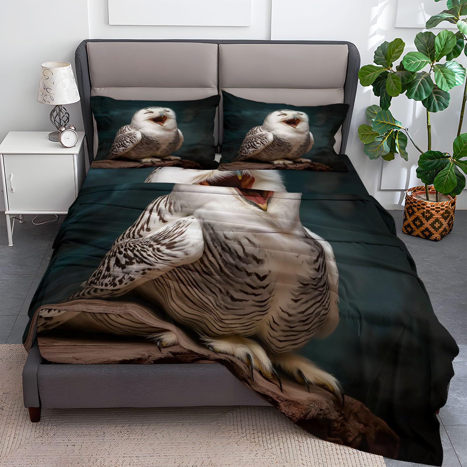 Fitted Sheet Twin Size Bedding Set for Kids Girls Women Men Room Decor, Soft Microfiber & Deep Pocket & Wrinkle Free Animal Birds Bedding Sheets, White
