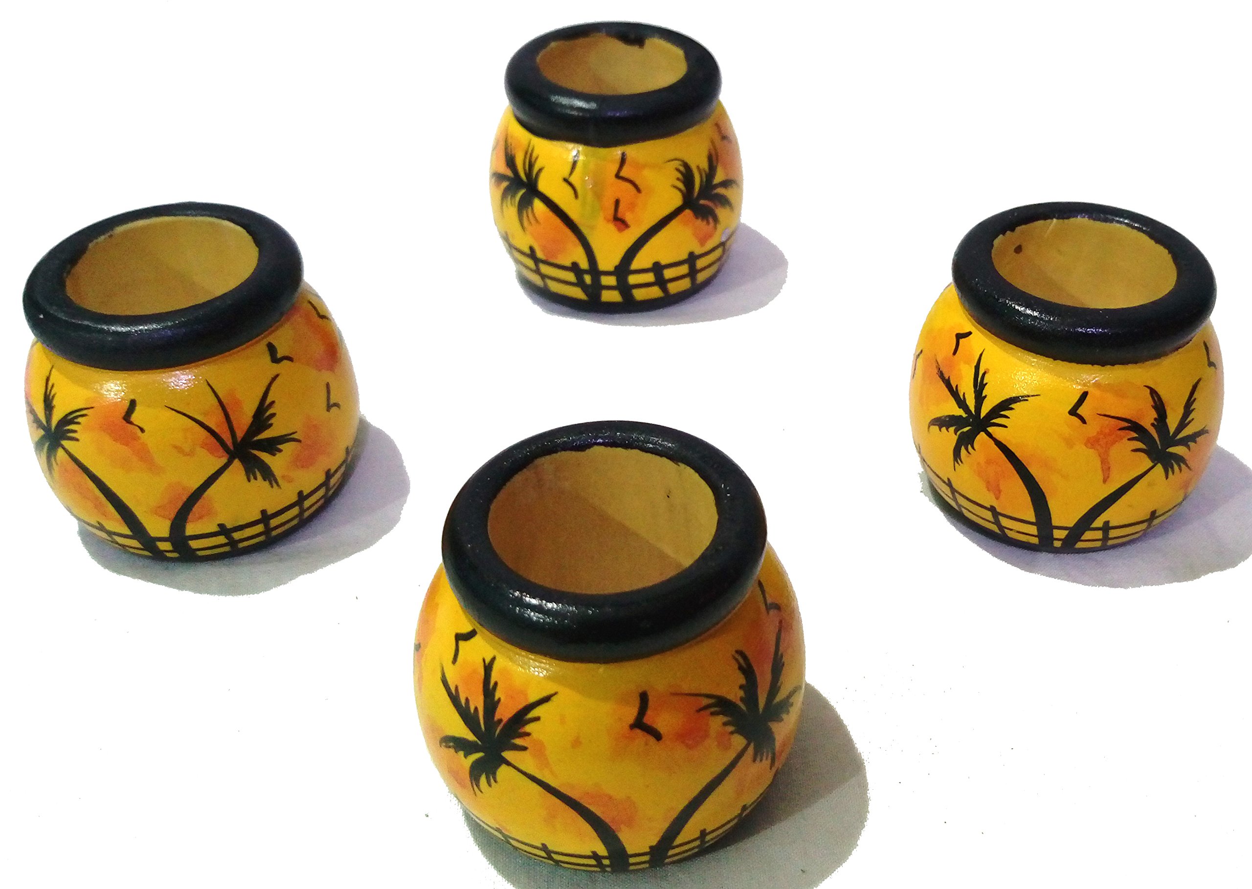 Handcrafted Wooden Attractive Stacking Pots - 4 pcs-image-46