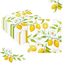 LYLIDIA Serviette Citrons 100 Pièces en Papier Jetables 2 Plis (33 x 33 cm) Décoration de Table pour Anniversaire, Parties, Pique-nique et Fêtes