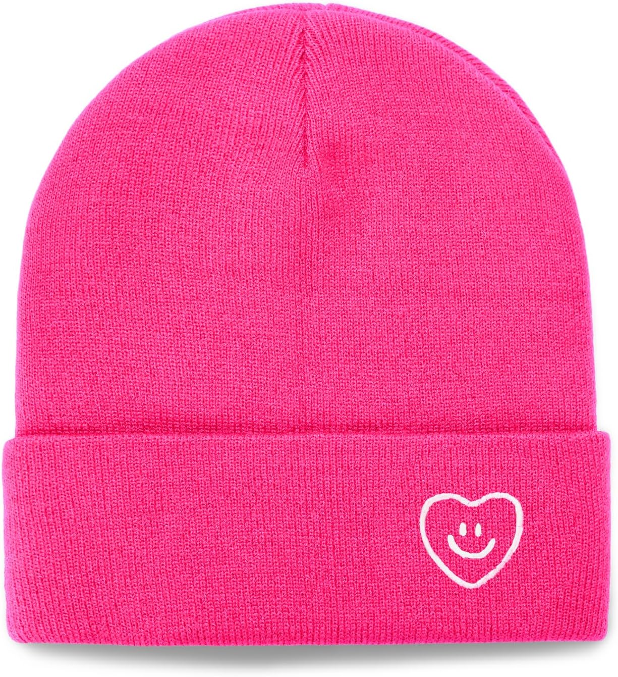 Beanie for Women Men Winter Knit Hats Soft Warm Cuffed Beanie with Smile Face