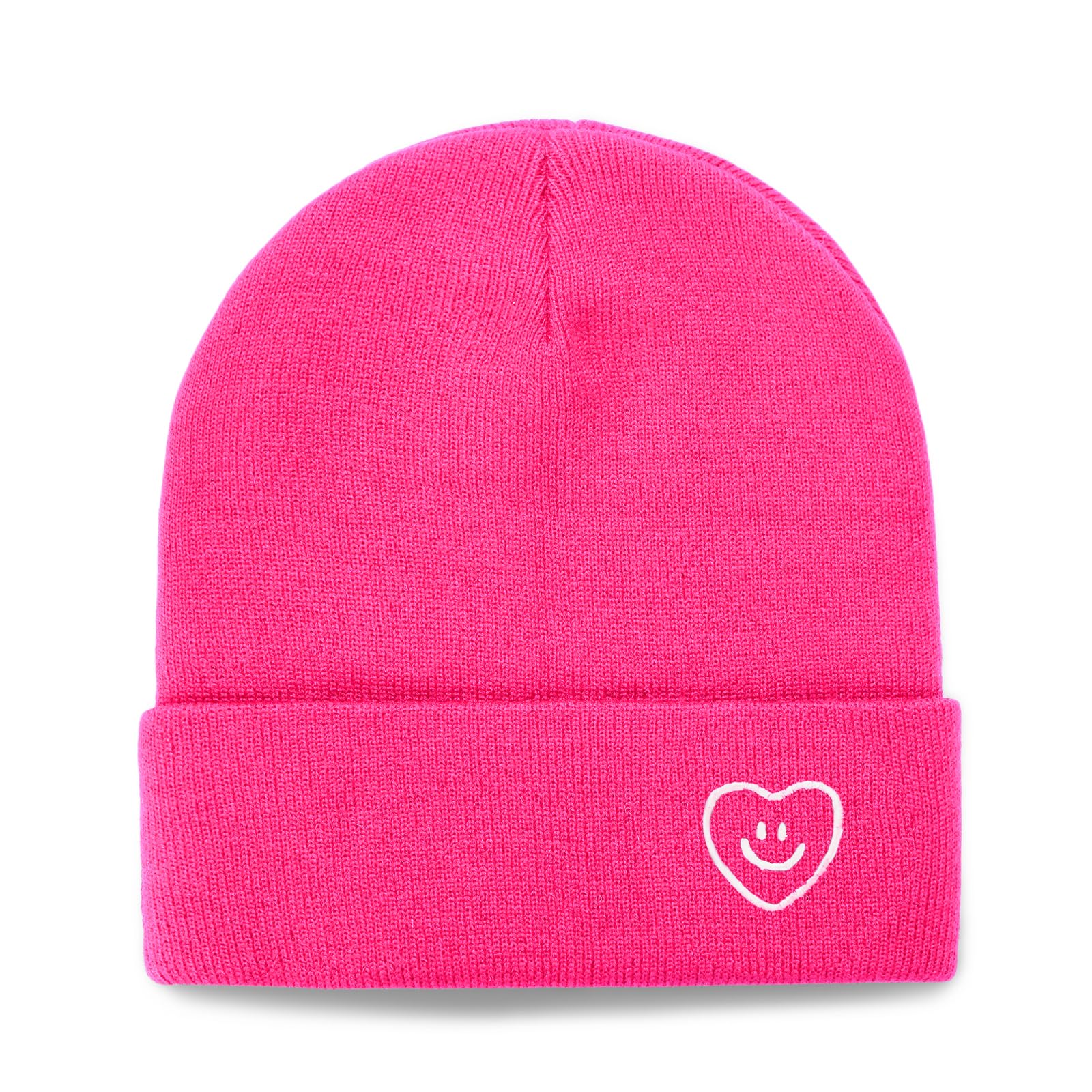 XMMAXFLOW Beanie for Women Men Winter Knit Hats Soft Warm Cuffed Beanie with Smile Face