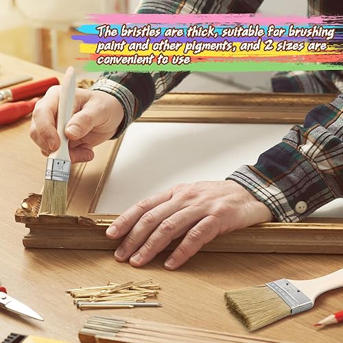Miniatura 4 de Skylety 100 pinceles de pintura con virutas a granel de 1 pulgada y 2 pulgadas, pinceles de pintura de cerdas para el hogar, pinceles desechables