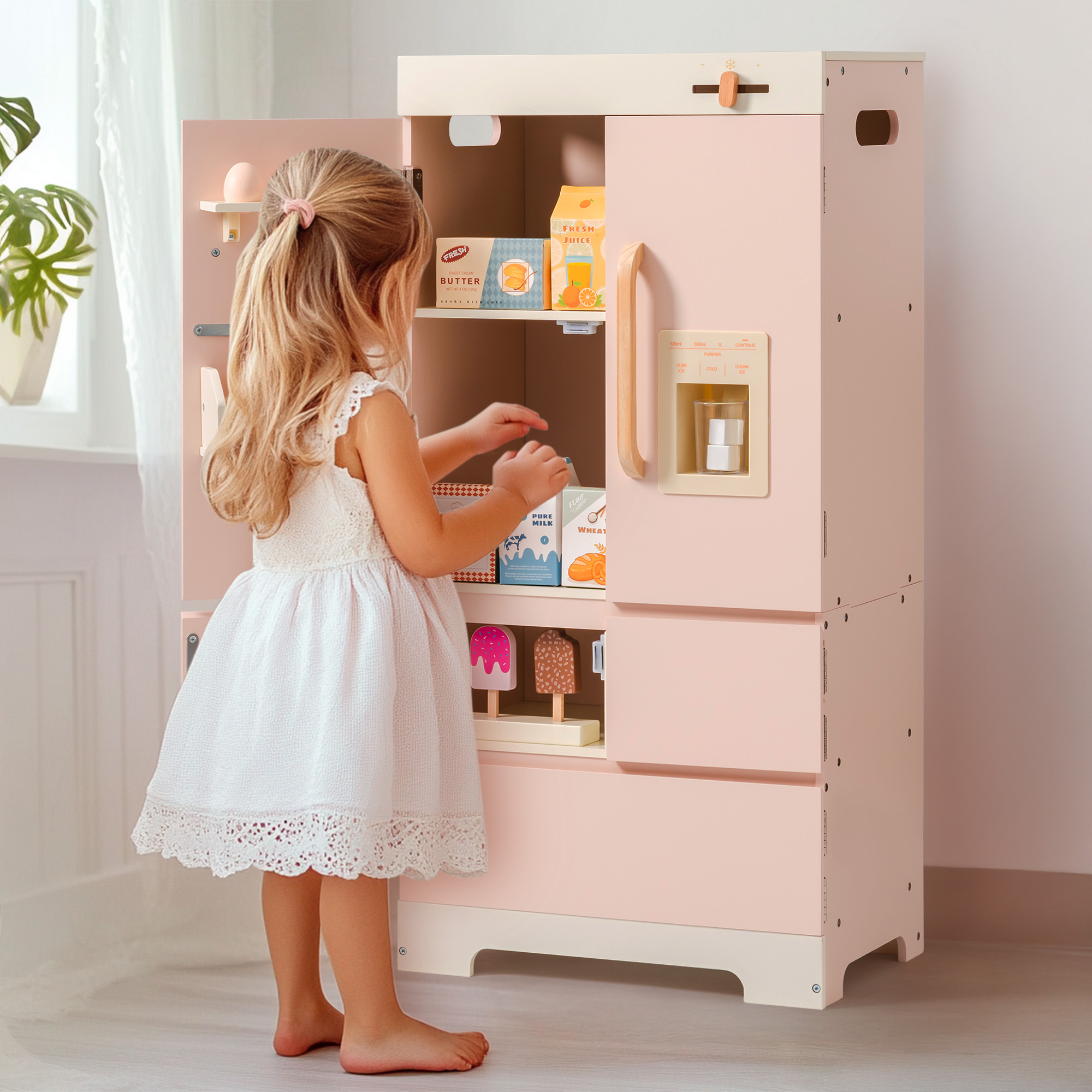 Play Kitchen ROBOTIME Toy Kitchen Wooden Fridge Review Happy