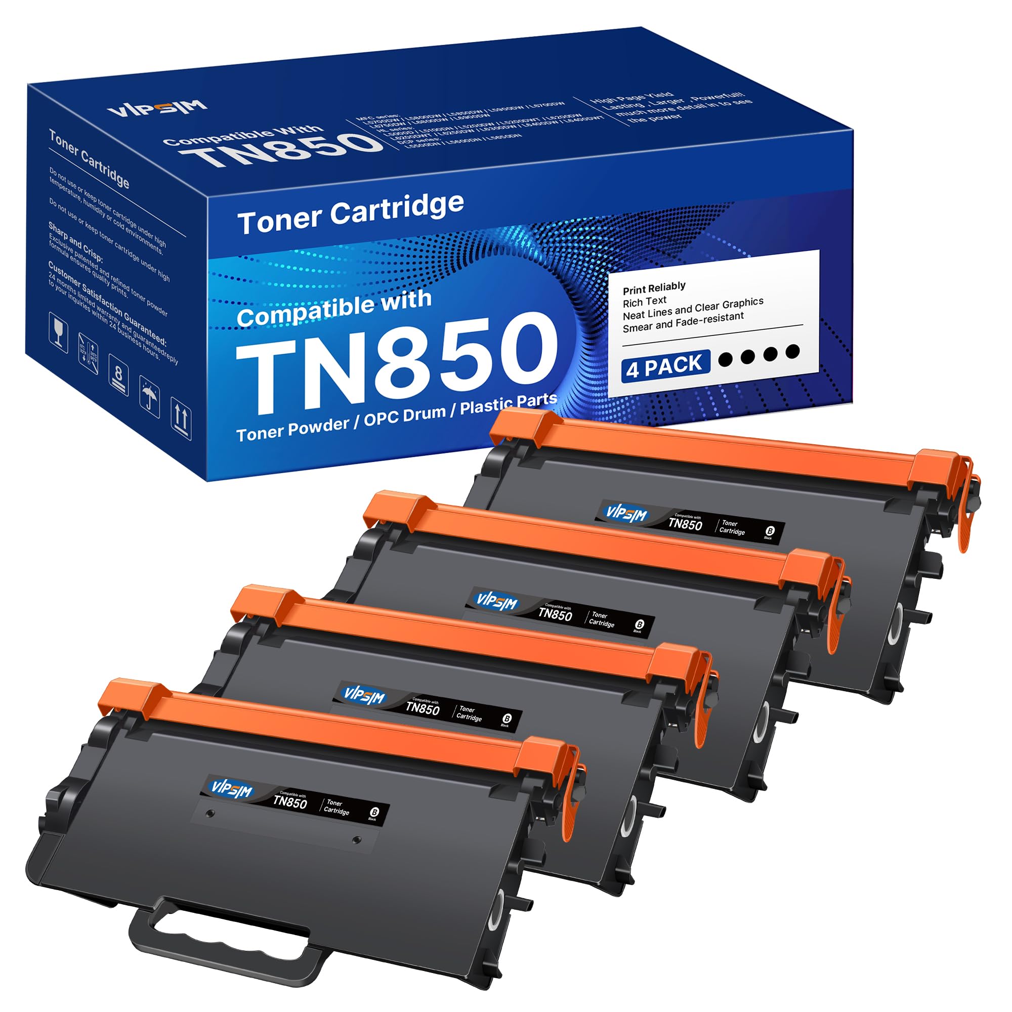TN850 - TN 850 TN850 High Yield Toner Cartridge - Replacement Compatible for TN 850 Toner Cartridge for HL-L6200DW HL-L5200DW MFC-L5850DW MFC-L6800DW DCP-L5600DN Printer(Black, 4 Pack)