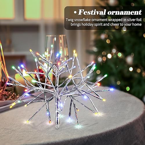 Miniatura 5 de Hiboom 1 en 3 luces de copo de nieve grandes de Navidad con 96 LED, adornos de copos de nieve de Navidad colgantes de 16 pulgadas con 8 modos