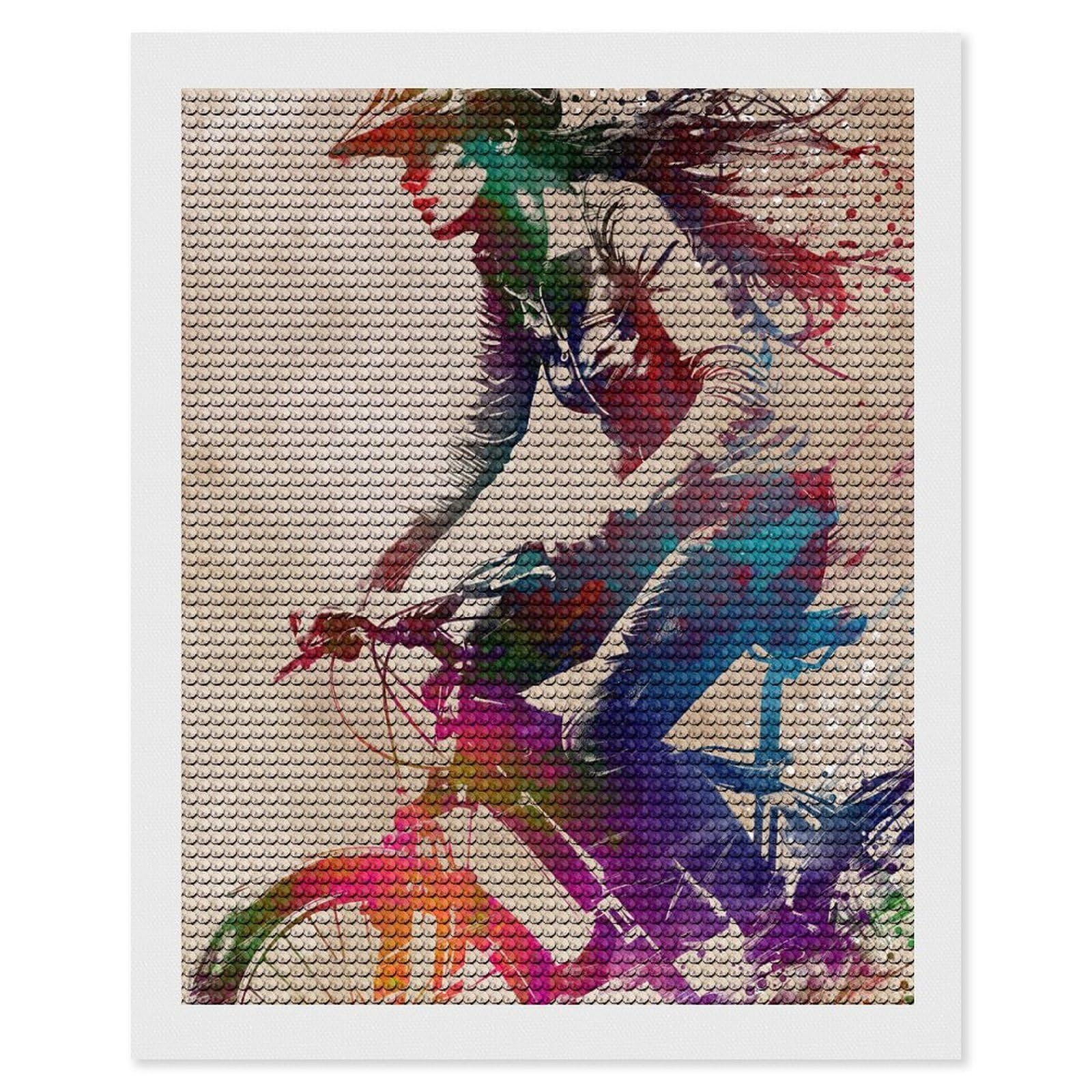 Junmoney City Bike Sport Art Round Drill Diamond Painting 16"x20", Satisfying Creative Project, Complete Accessories, Printed Canvas
