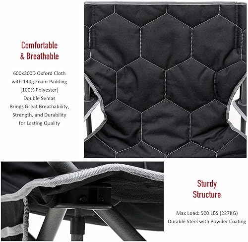 Miniatura 5 de SUNNYFEEL Silla de campamento XXL de gran tamaño, resistente, 500 libras, para personas grandes y altas de más de 6 pies 4 pulgadas, acolchada,