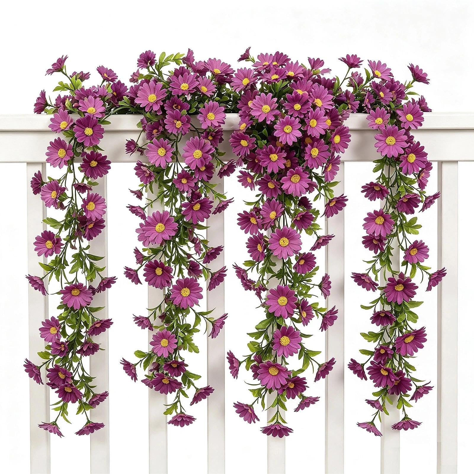 HUANYO 6.9FT Daisies Garland, UV Resistant Faux Vine (Purple)