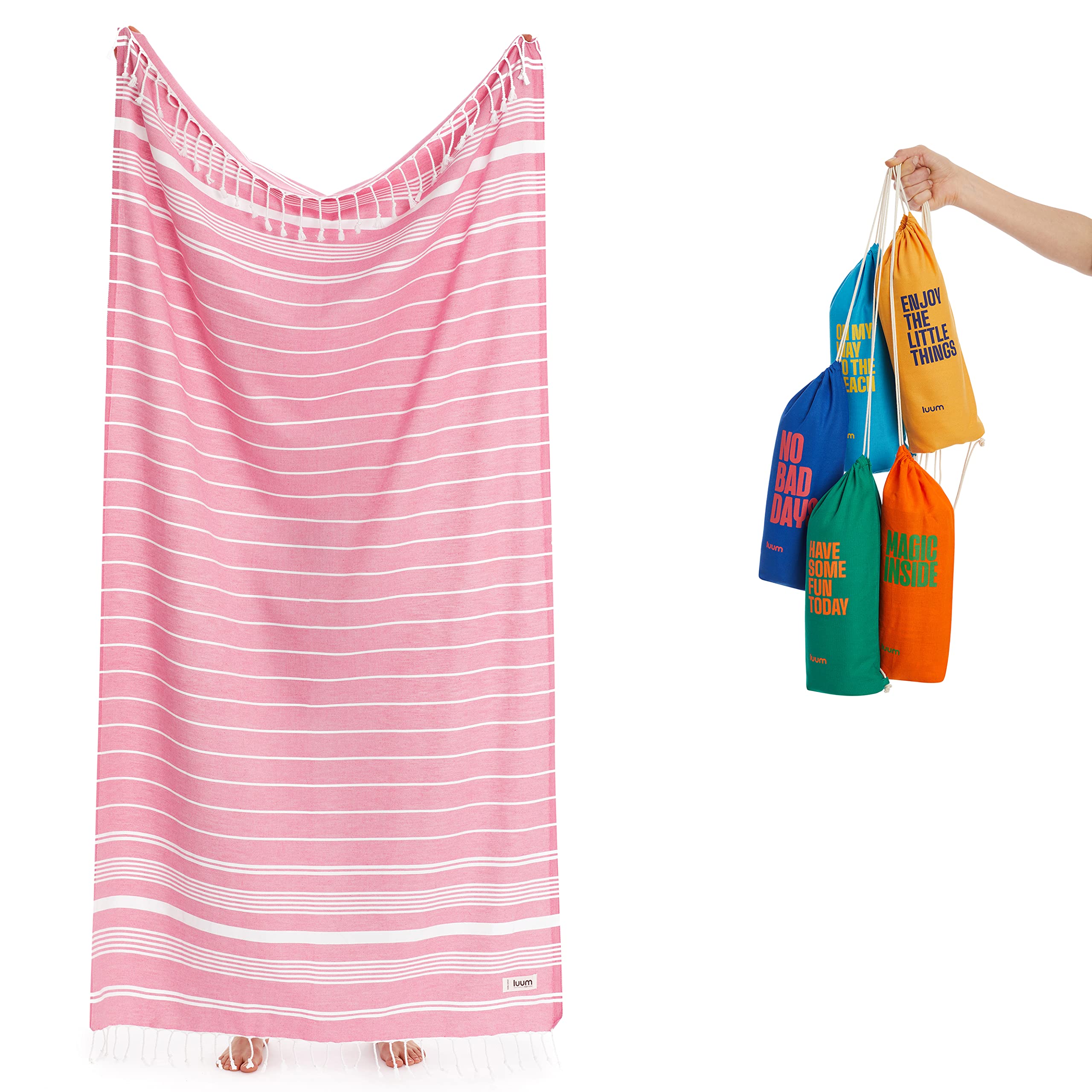 Luum® Cotton Hammam Towel Large 100 x 200 cm Beach Towel Sauna Towel Yoga Towel Shower Towel Bath Towels Travel Towel Peshtemal Turkish Towels