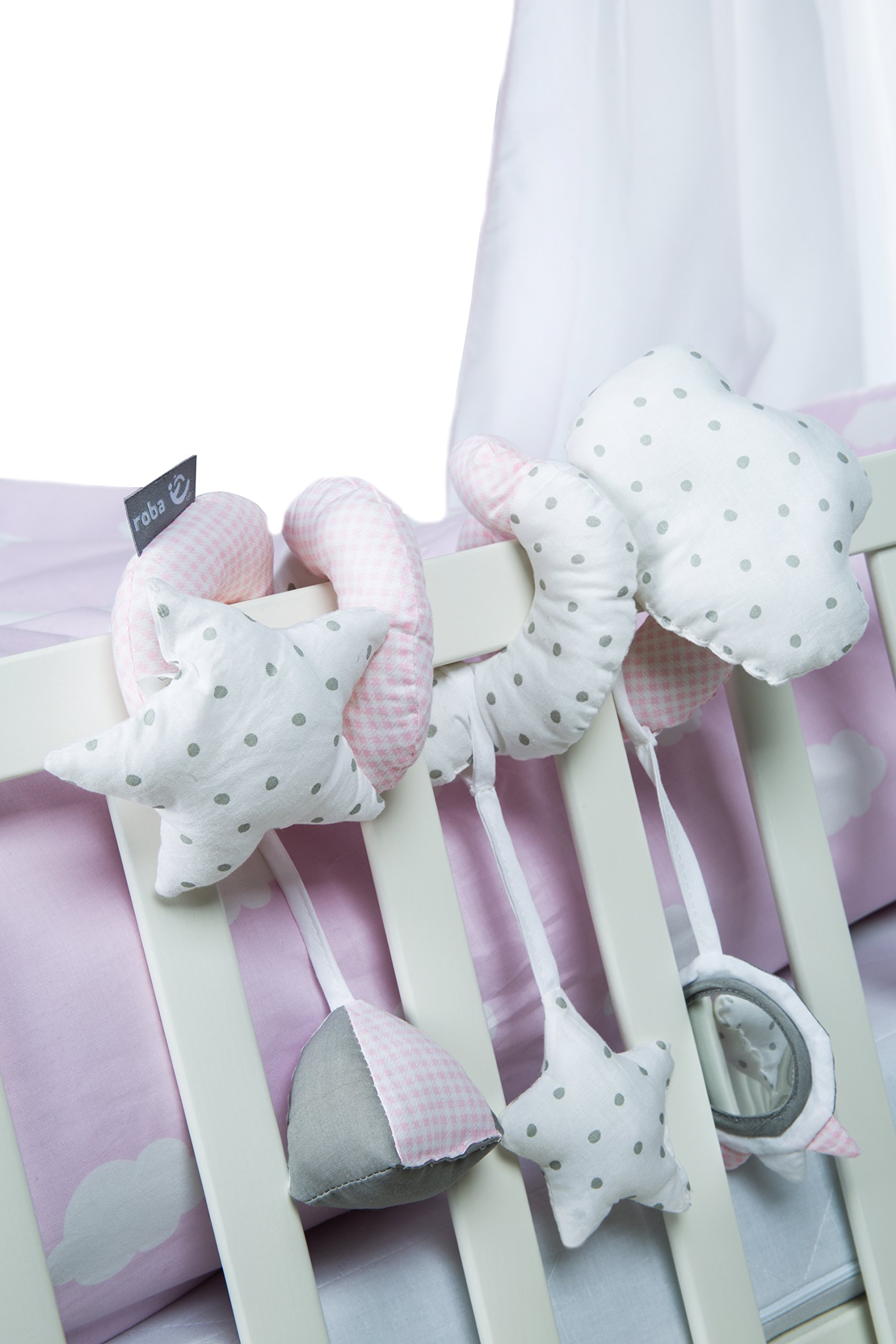 roba Spirale de Poussette - Spirale d’Activité Kleine Wolke rose - Jouets à Suspendre au Lit ou Arche de jeux
