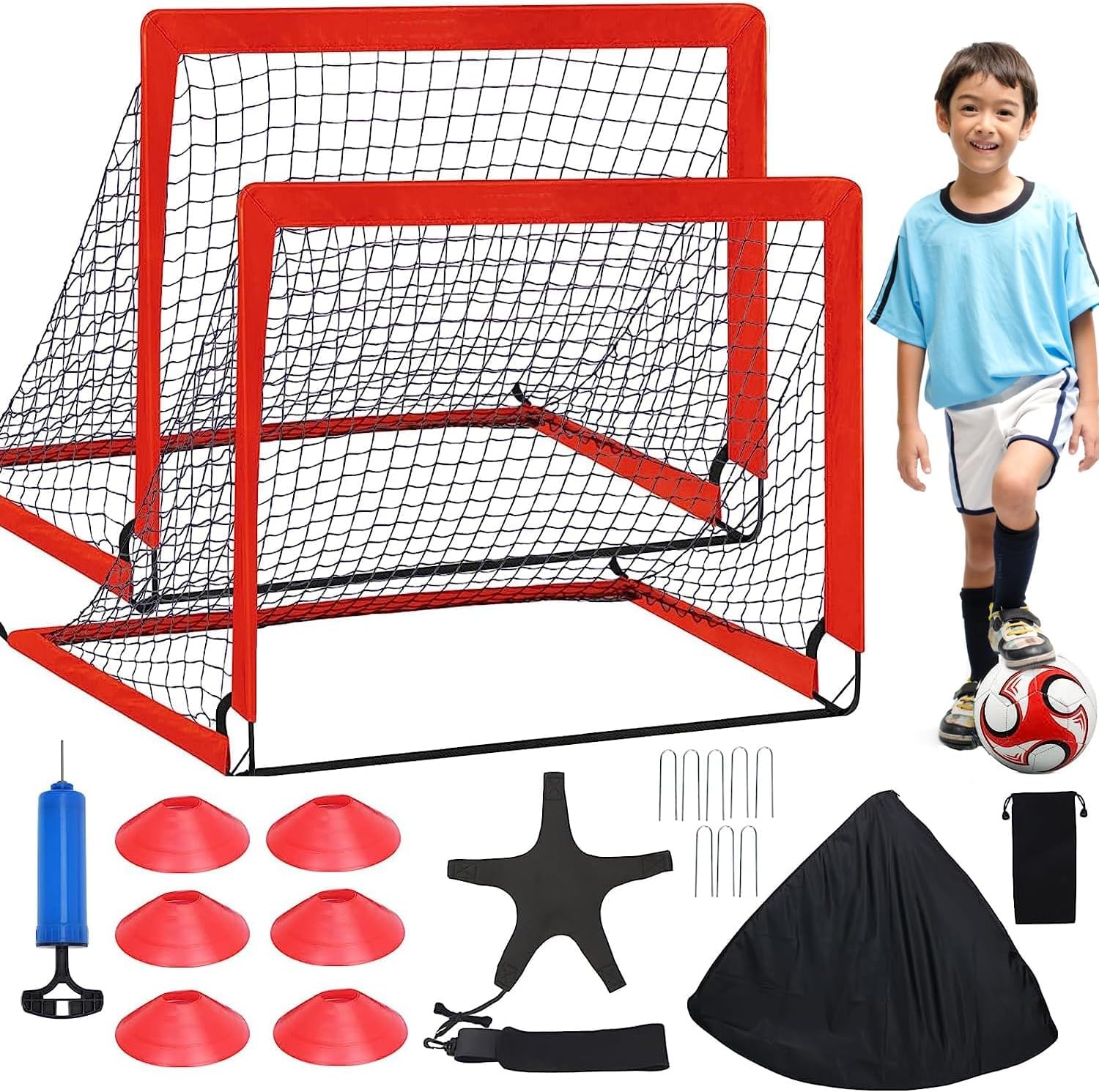 YGORTECH Kids Soccer Goal Set Pop Up Backyard Soccer Nets