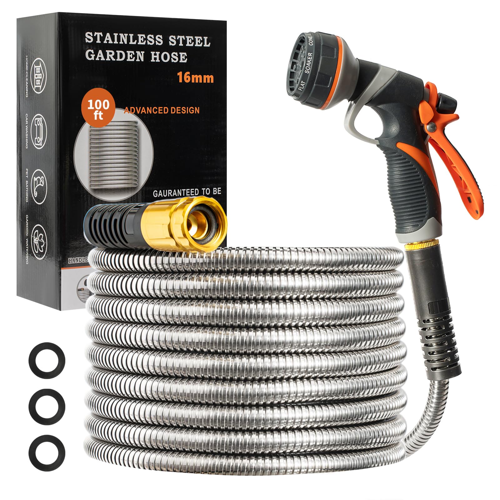 BEOFCL 100 ft Metal Garden Hose