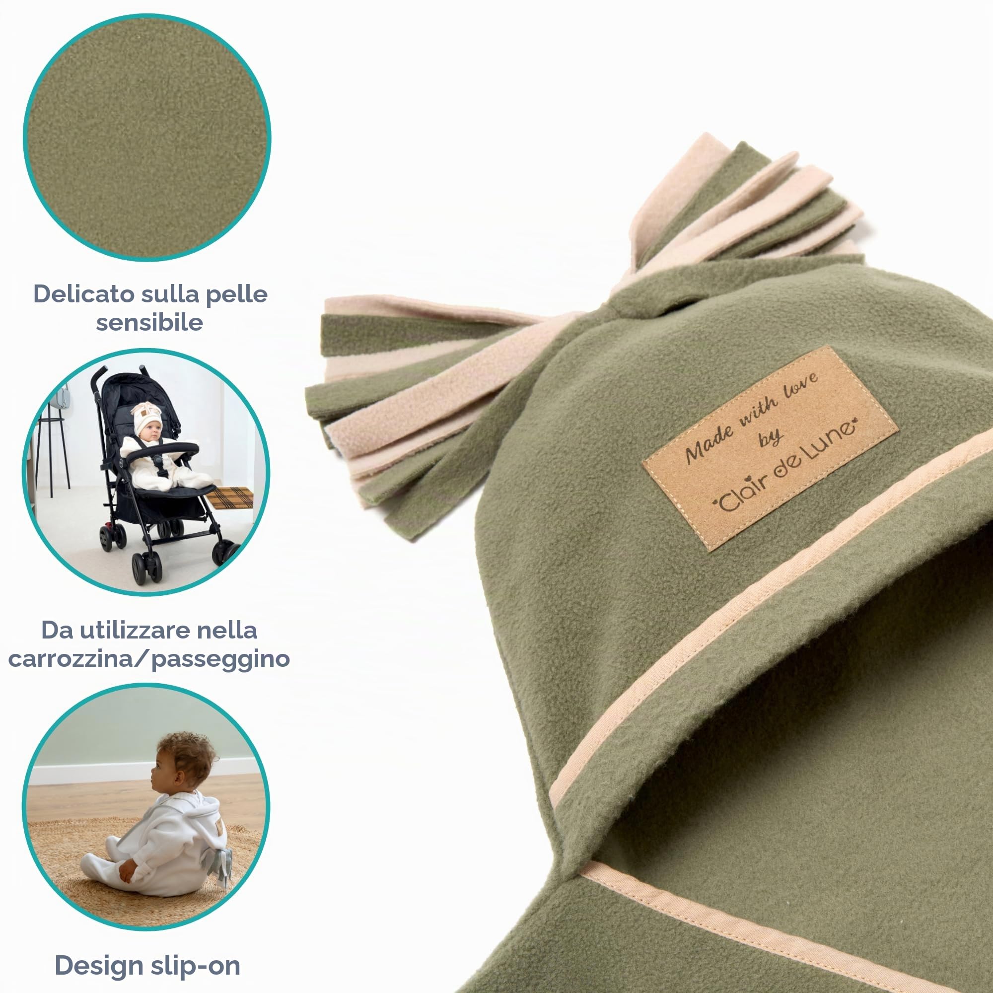 Clair de Lune Star - Coperta in pile per neonati, 6-12 mesi, colore: verde salvia