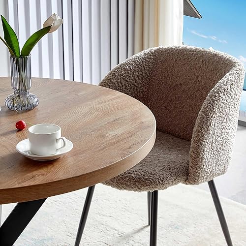 Miniatura 6 de Homedot Juego de Mesa de Comedor de Cocina de 5 Piezas, Mesa de Desayuno Redonda de 37" con Tablero MDF, Juego de Mesa de Café que Ahorra Espacio