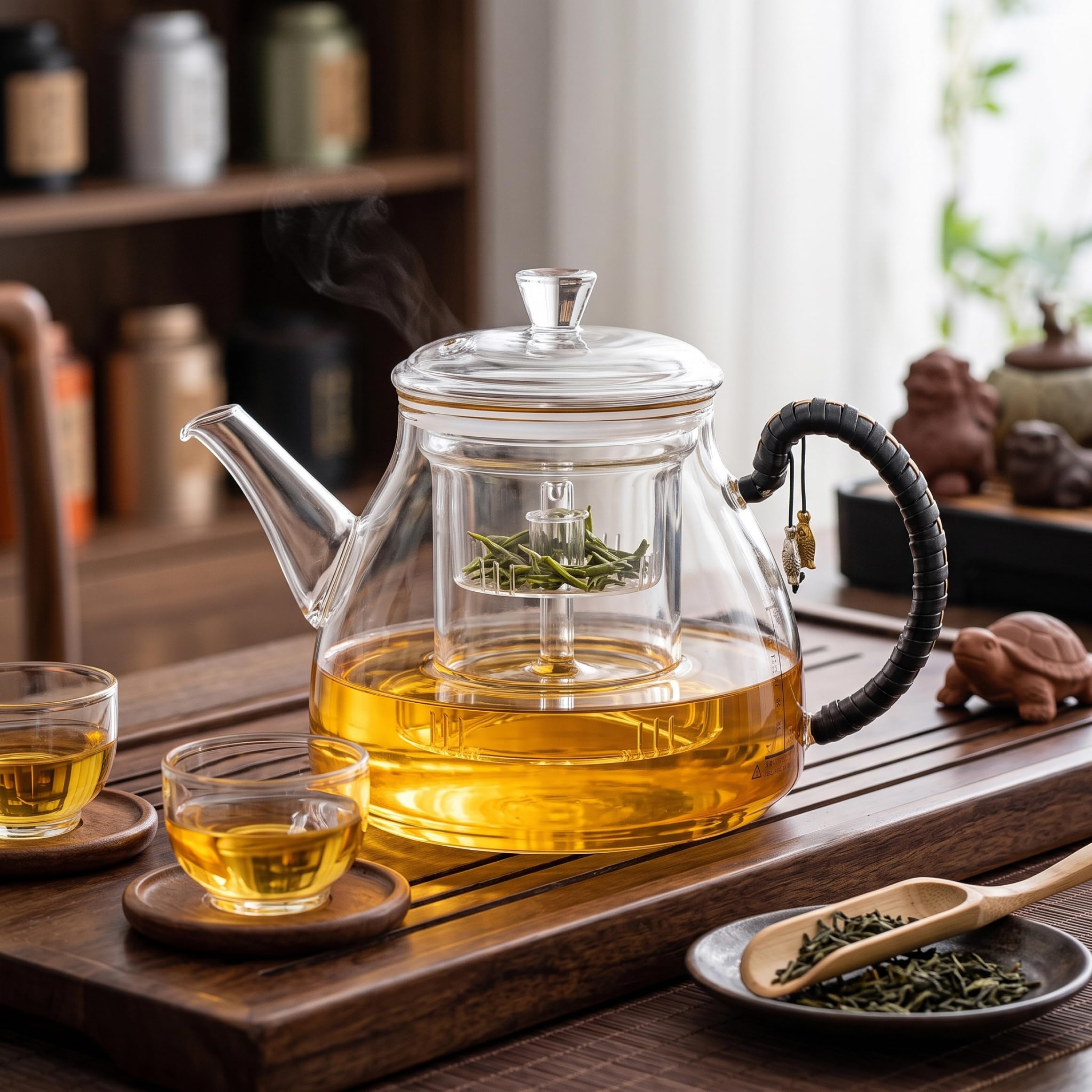 Teiera in vetro con infusore 2 in 1 Bollitore per piano cottura da 1200 ml
