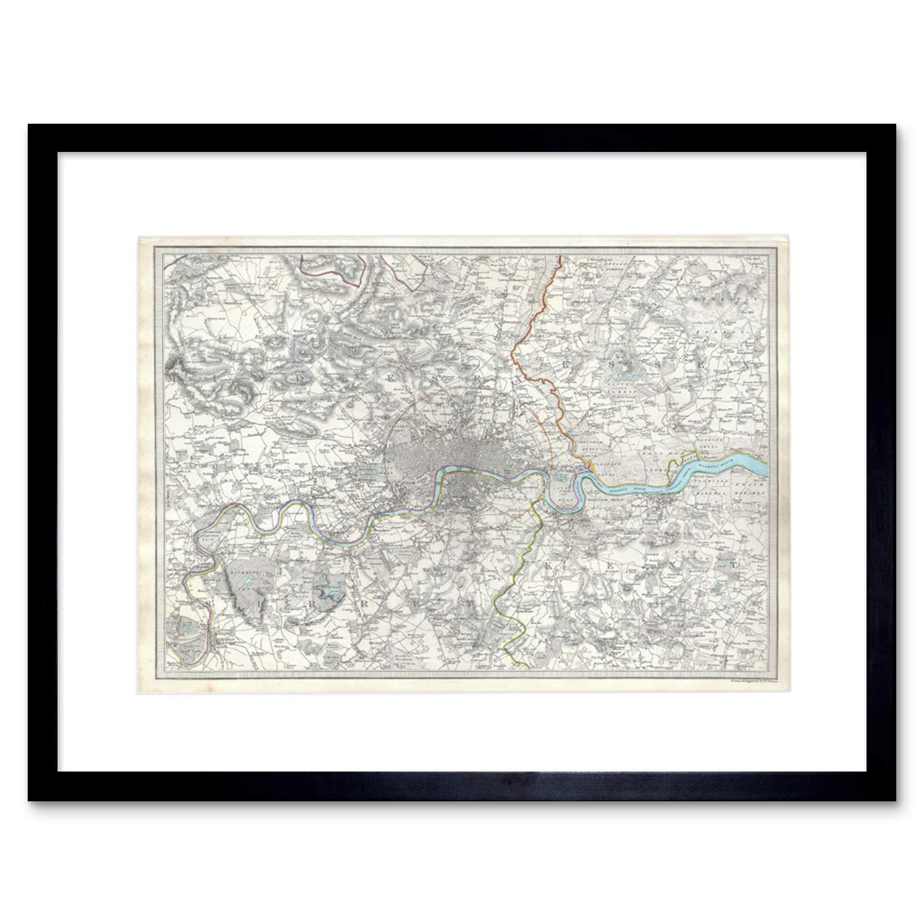 Wee Blue Coo Map Illustrated Antique Sduk London Framed Wall Art Print