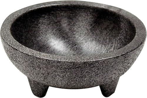 Winco Molcajete - Cuencos para salsa, 4 onzas, color negro, juego de 4