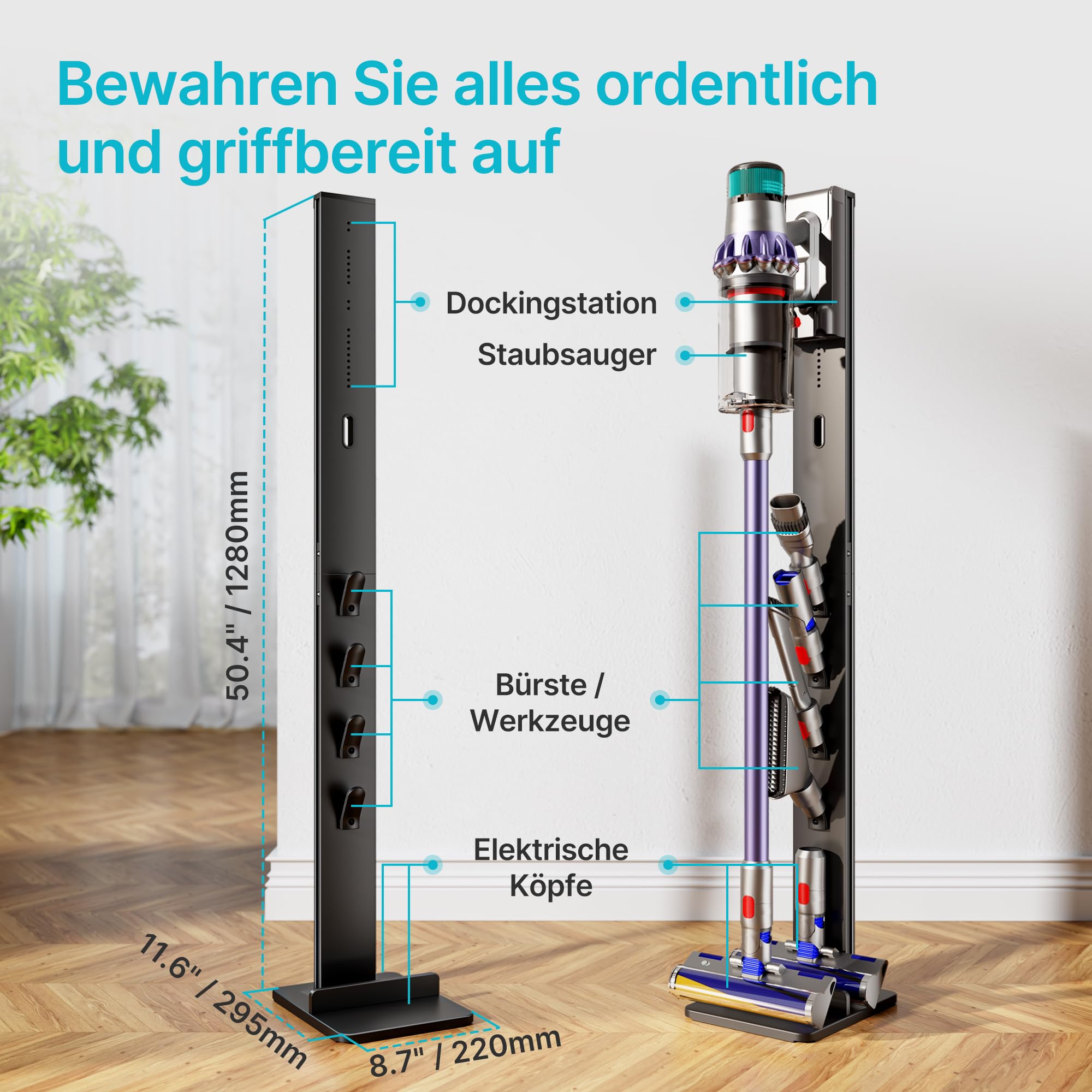 PEGZONE Staubsauger Ständer für Dyson Gen5 V15 V12 V11 V10 V8 V7, Schwarz