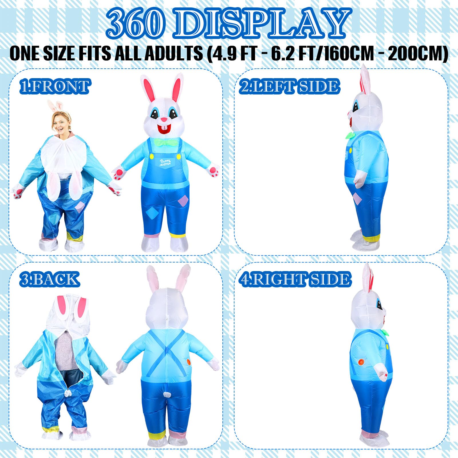 Shappy Easter Bunny Costume, Inflatable Costume for Adult Easter Bunny Outfit Suit for Party(Happy Rabbit)