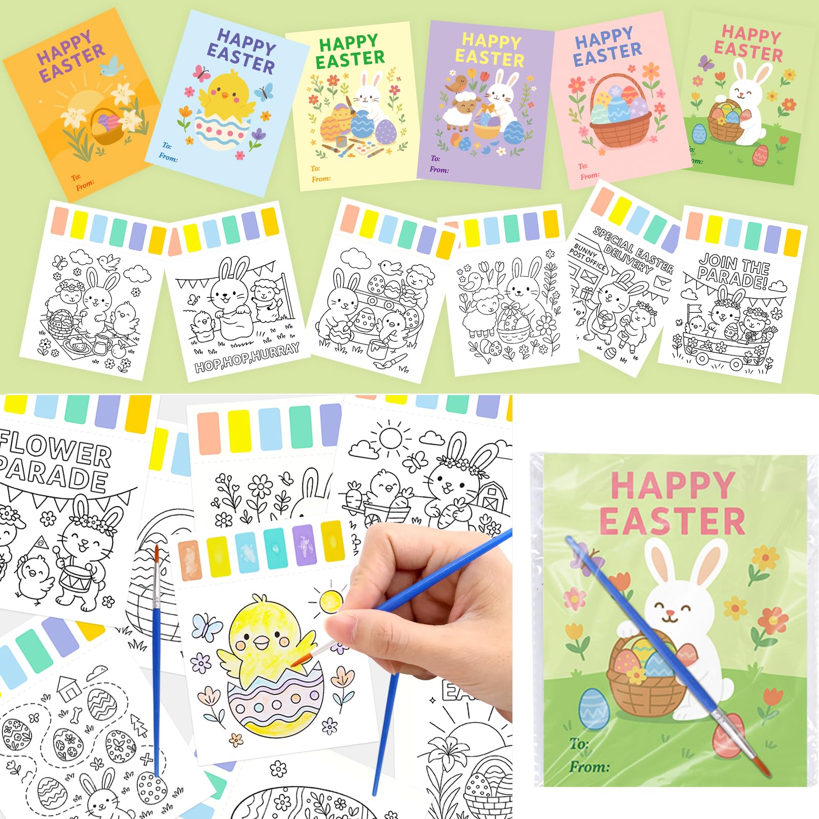 Fancy Land 24 Pack Easter Gifts for Kids Water Coloring Book Paint with Water Books Easter Crafts for Classroom School Art Activities Party Favors Basket Stuffers