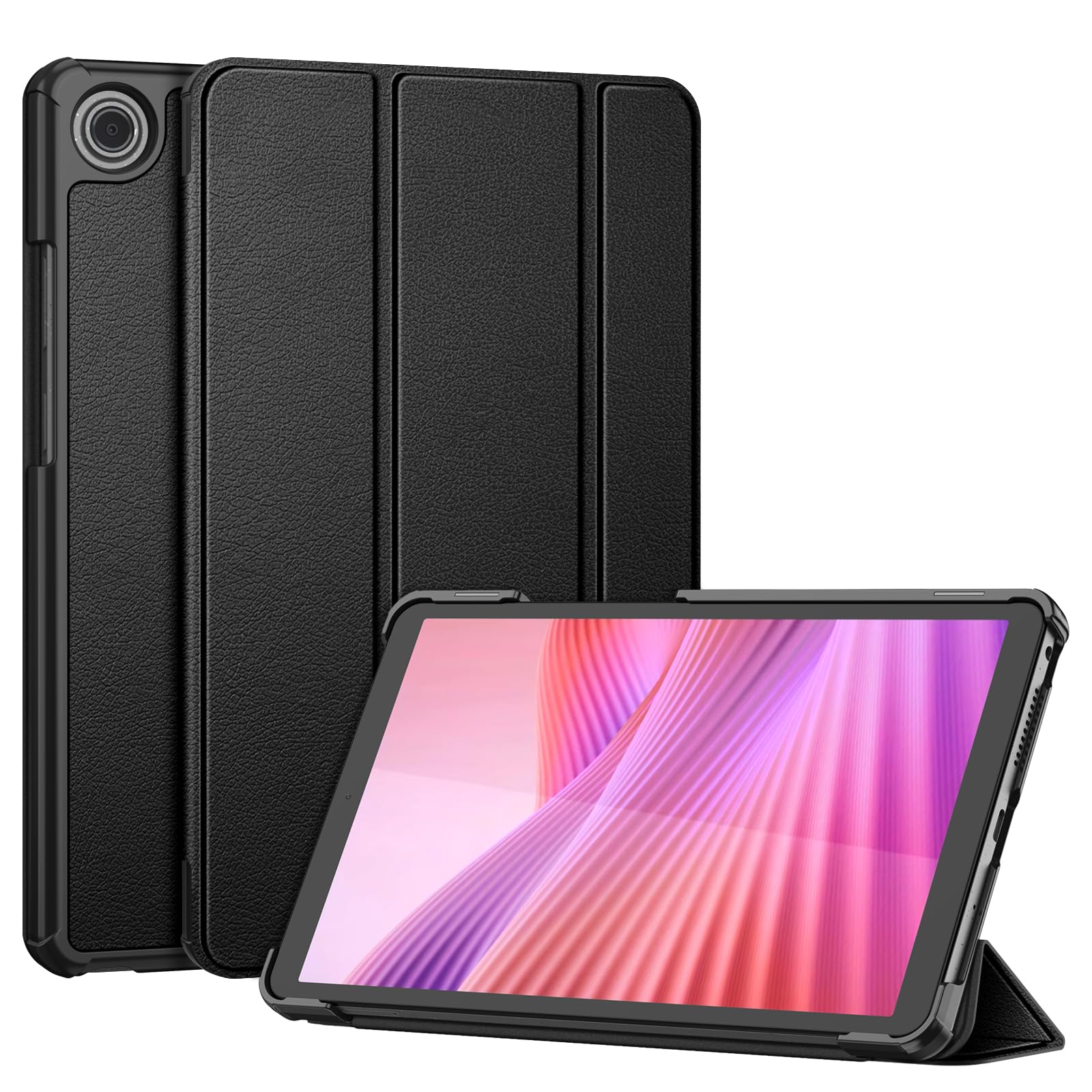 Fintie Etui do Lenovo Tab One 8,7 cala 2025 – ultra cienkie, super lekkie, ze sztucznej skóry, etui ochronne z funkcją automatycznego wygaszenia/wybudzenia, czarne