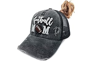 Football Mom Distressed Ponytail Trucker Hat for Warriors and Champions