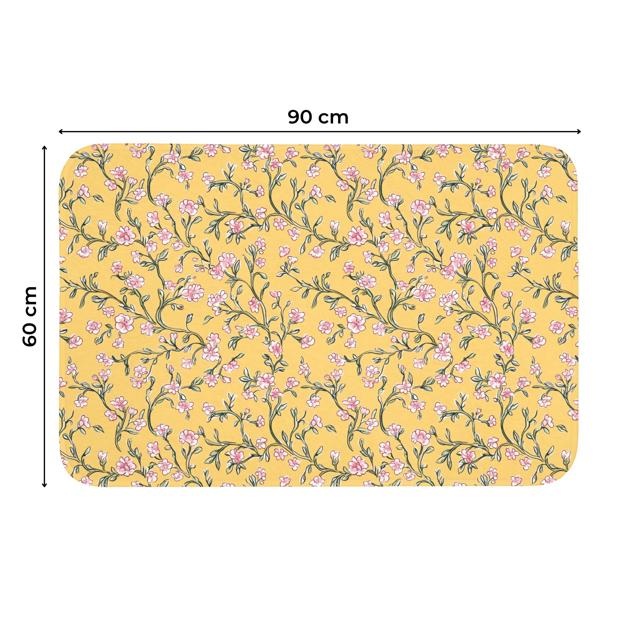 Tappeti Bagno Rettangolare 90x60 cm Tappetino Doccia Assorbente Bath Mat Decorazioni Memory Foam Tappeto Lavabile Moderni Fiori - Motivo - Giallo