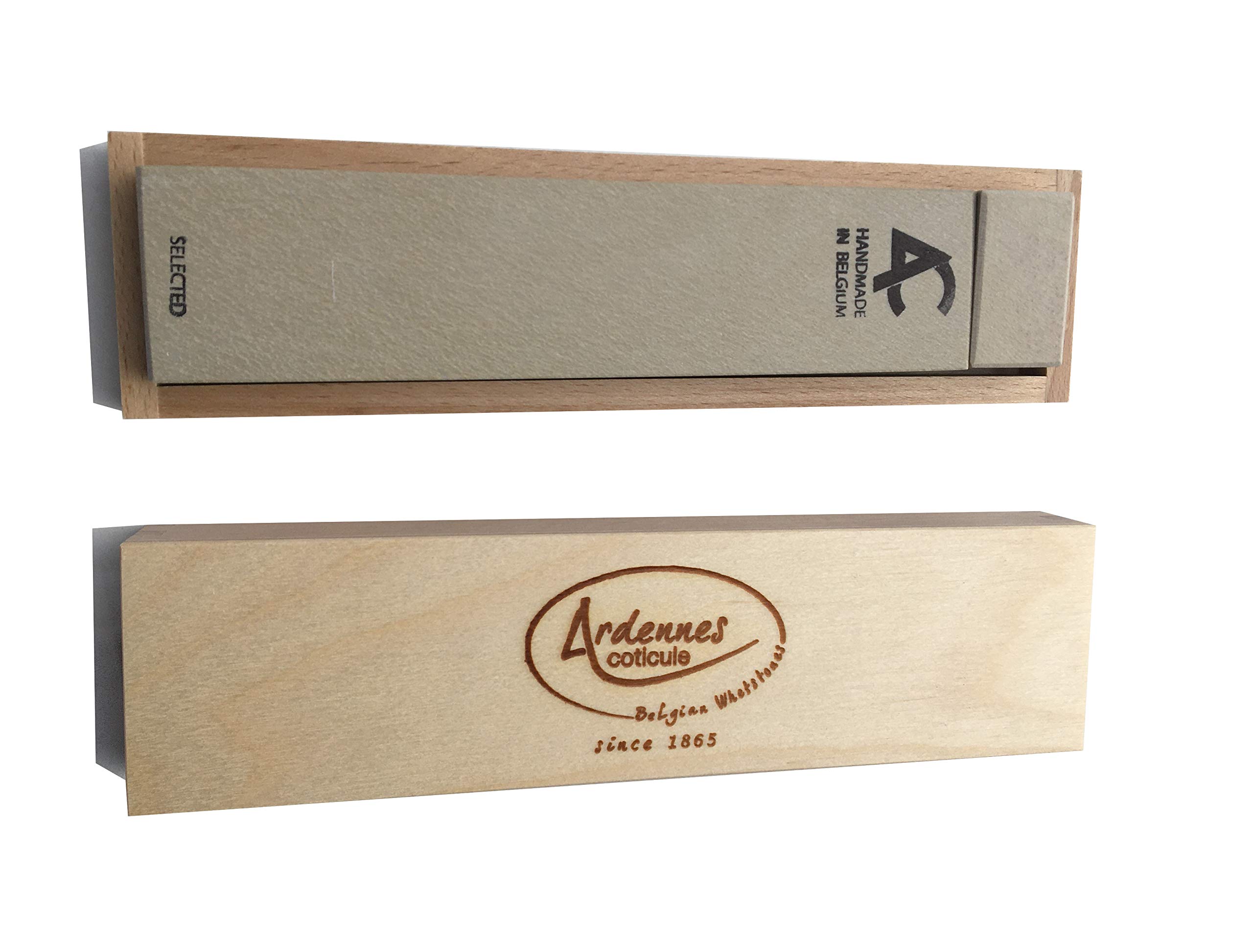 ARDENNES-COTICULE Coticule Selected Whetstone (175 x 40 mm) natural sharpening stone with wooden box and slurry stone