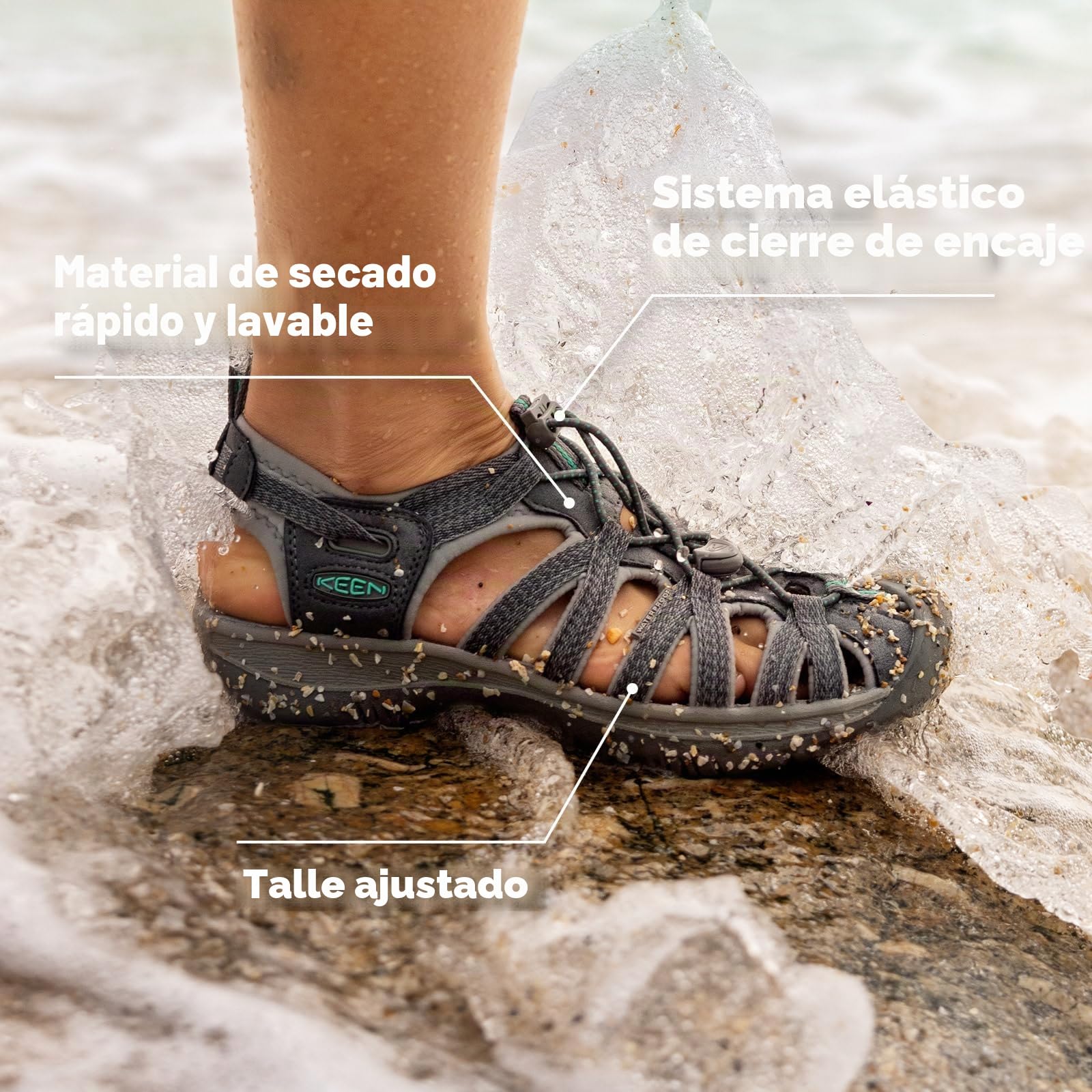 KEEN Whisper Sportsandalen für Damen mit geschlossener Zehenpartie, Almohadilla de lirio, 42 EU