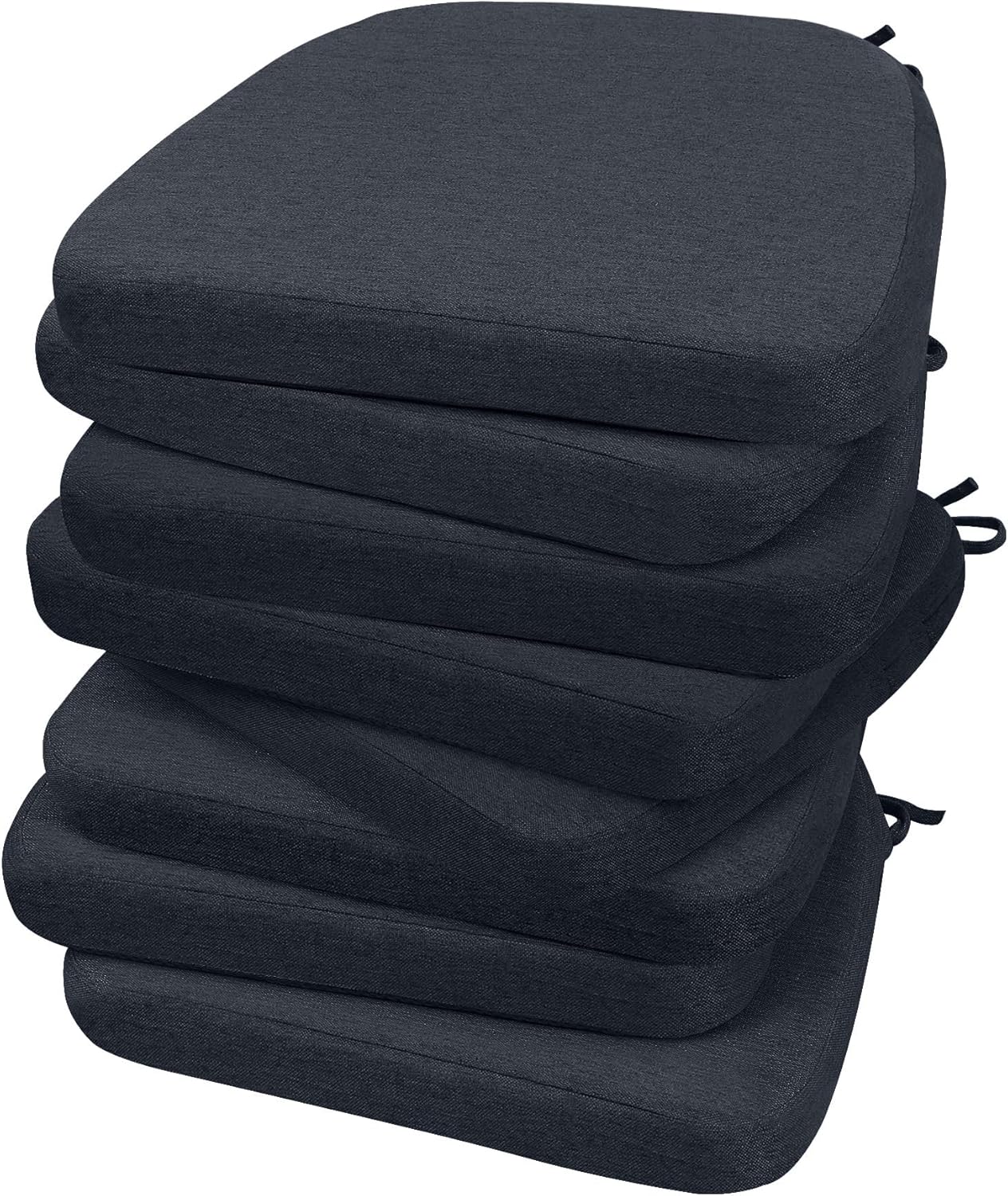AAAAAcessories D-Shaped Chair Cushions, 2" Thick Dining Chair Pads with Ties and Removable, Machine-Washable Cover, 17" x 16", Set of 8, Charcoal Gray Charcoal Gray 8 Count(Pack of 1)