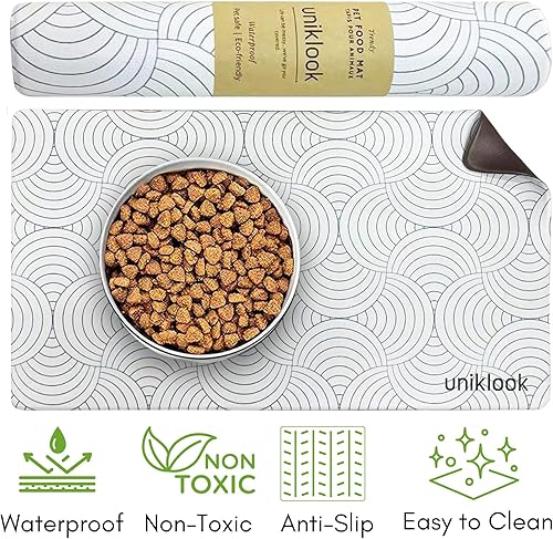 Vista 33 de Tapete de comida para perros, tapete para tazón de perro, tapete de comida para mascotas, tapete para alimentos y agua para perros, tapete